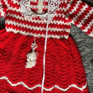Handknitted kids winter frock